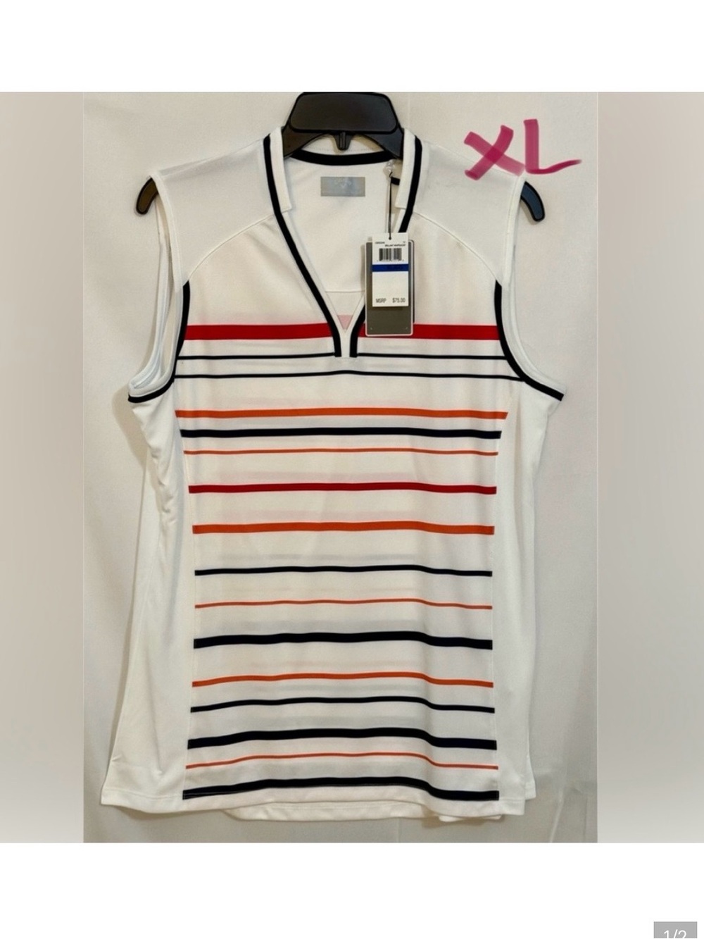 Callaway White and Blue Sleeveless Tank Top (Golf Top)